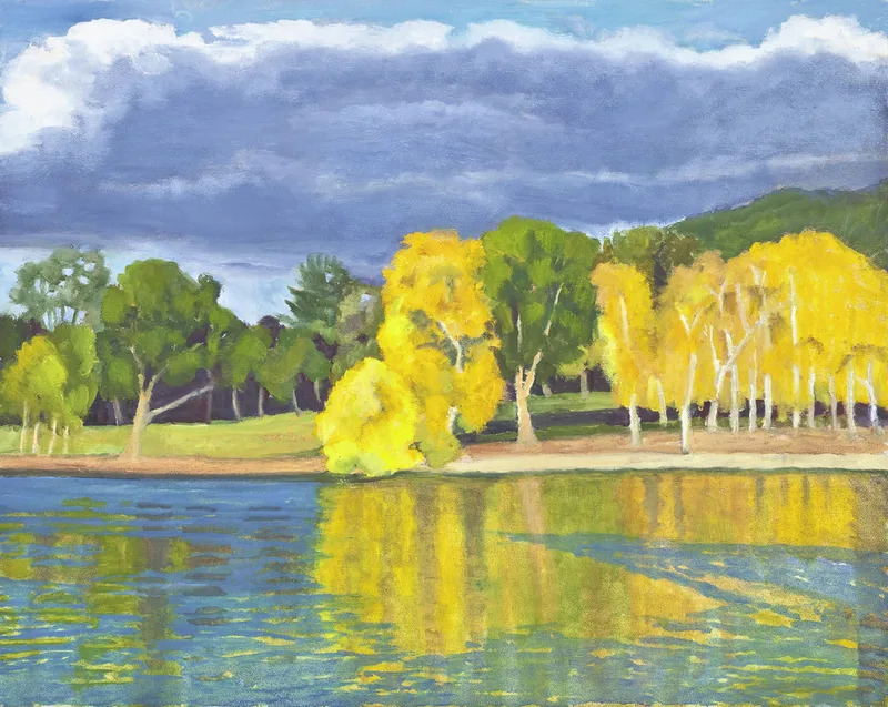 Fall Afternoon Stroll around the Pond by Terry Lockman